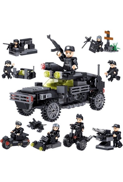 Gçm 0250 LEGO Yapı Oyuncak Seti Swat Özel Polis Serisi 8 Set Bir Arada