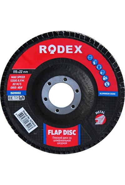 Rodex 40 Kum-5 Adet Avuç Içi Taşlama Flap Disk Zımpara 115MM Ahşap Metal Tüm Yüzeyler