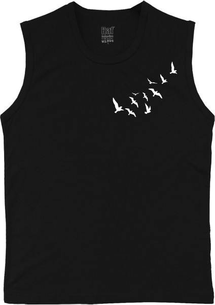 Erkek Düşük Kollu Siyah Ön Dijital Baskılı T-Shirt