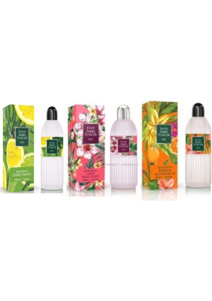 Çeşme Limonu, Japon Kirazı ve Bodrum Mandalinası 400 ml Kolonya Seti 3' lü