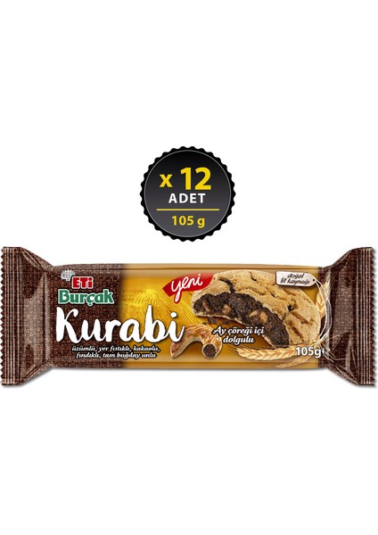 Burçak Kurabi Ay Çöreği İçi Dolgulu Kurabiye 105 g x 12 Adet