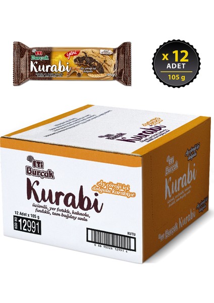 Burçak Kurabi Ay Çöreği İçi Dolgulu Kurabiye 105 g x 12 Adet