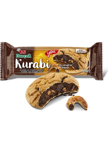 Burçak Kurabi Ay Çöreği İçi Dolgulu Kurabiye 105 g x 12 Adet