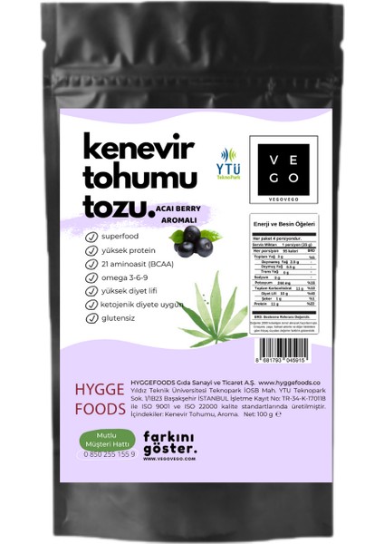 Vegovego Kenevir Kendir Tohumu Tozu - Altın Oran Paketi - 8'li Paket