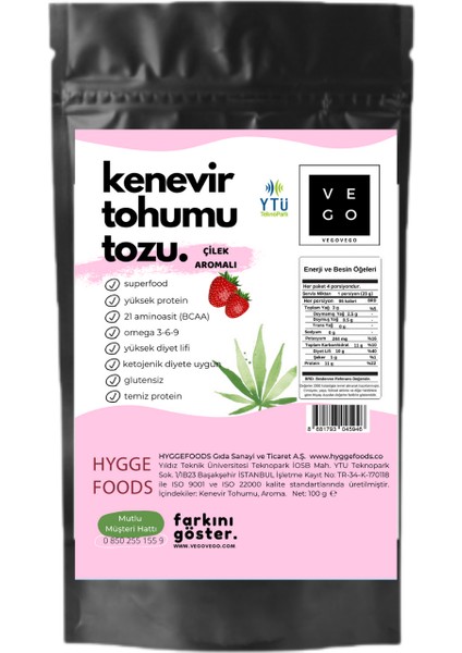 Vegovego Kenevir Kendir Tohumu Tozu - Fresh Paket - 3'li Paket