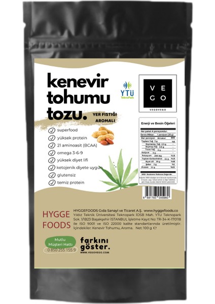 Vegovego Kenevir Kendir Tohumu Tozu - Amino Paket - 3'li Paket