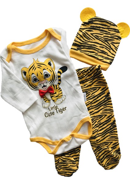 3lü Şapkalı Bebek Takım Tiger