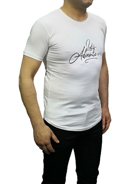 Bay Aygün Bayaygun Ad Ventı Bısıklet Yaka T-Shirt_beyaz