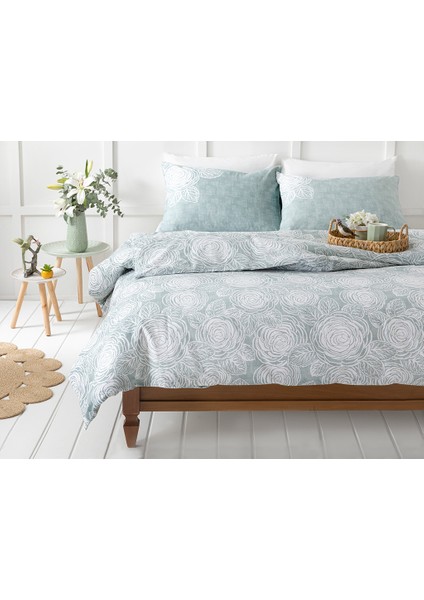 Shabby Rose Krep Tek Kişilik Nevresim Takımı 160 x 220 cm Seledon