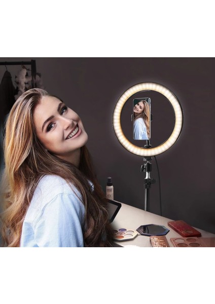 Ring Light 10INC 210 cm Youtuber Makyaj LED Halka Işık Kuaför,make Up Ring Light Tripod Ayak