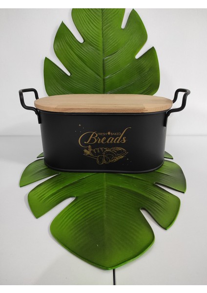 Morzahome Kesim Tahtalı Metal Ekmek Sepeti 20 x 33 x 15 cm