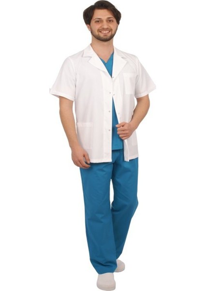 Doktor Erkek Terikoton Önlük Kısa Kol Standart Boy Üniforma