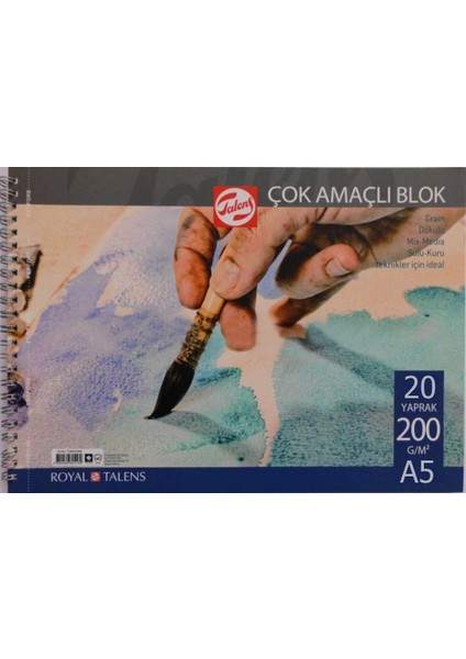 : Spiralli Çok Amaçlı Resim Defteri : 200 gr : A5 : 15 Yaprak