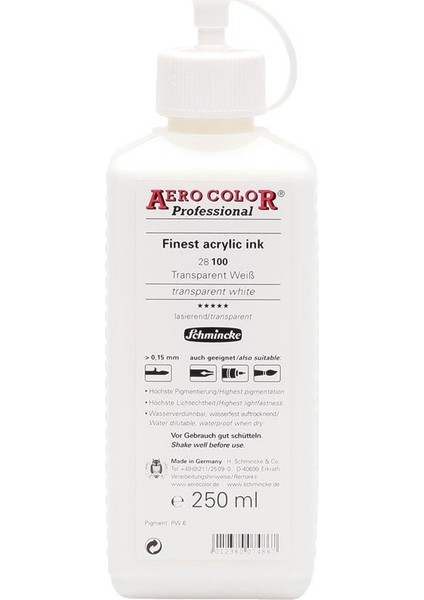 Aero Color Akrilik Mürekkep 250 ml 100 Şeffaf Beyaz
