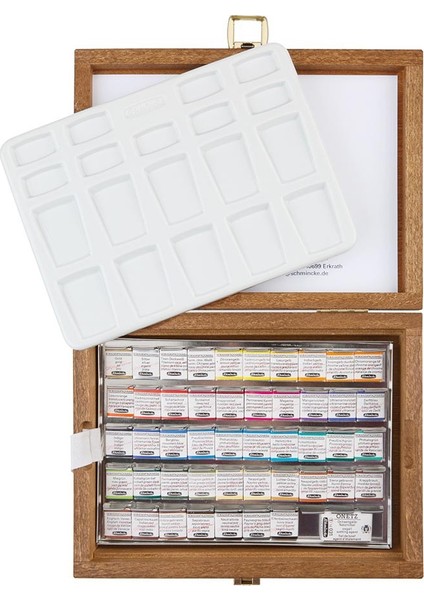 Horadam Aquarell Sulu Boya Seti 48 Renk x Yarım Tablet Ahşap Kutu