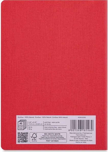 : Ecoqua : Yazım Çizim Defteri : A5 : 85 gr : 38 Yaprak : Ahududu