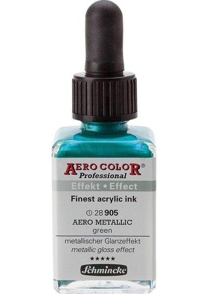 Aero Color Akrilik Mürekkep 28 ml 905 Aero Metalik Yeşil