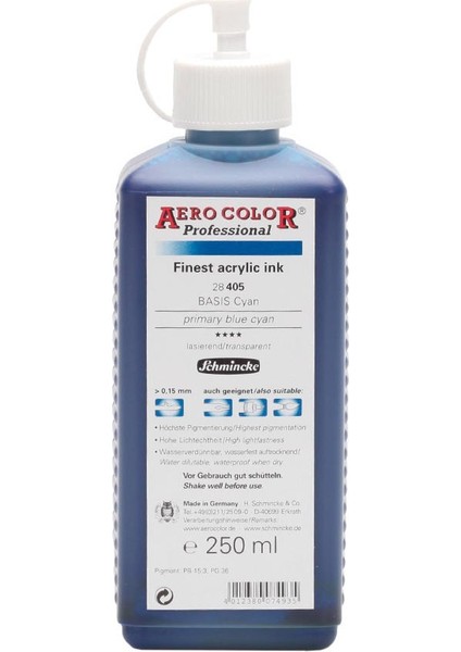 Aero Color Akrilik Mürekkep 250 ml 405 Mavi Camgöbeği