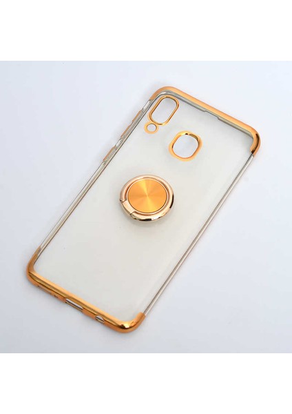 Galaxy A20 Kılıf Zore Gess Kenarları Renkli Yüzük Aparatlı Kılıf Gold