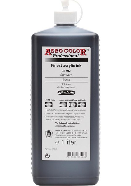 Aero Color Akrilik Mürekkep 1000 ml 702 Siyah