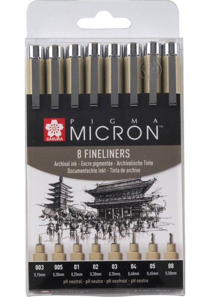 Pigma Micron Siyah Set 8 Uç