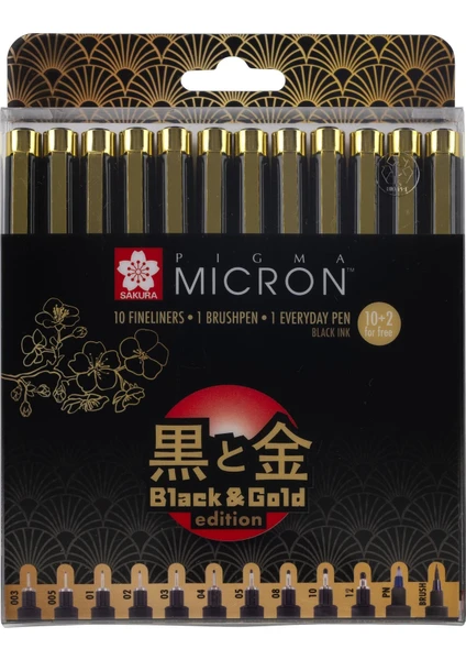 Pigma Micron Siyah Gold Edition Set 12 Uç