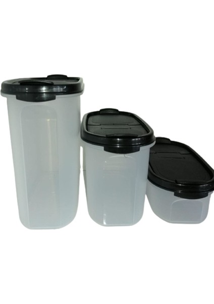 Oval 3'lü Set Siyah Kapak