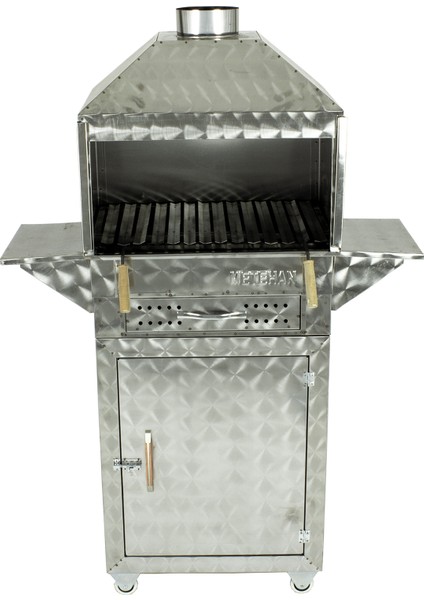 50X35 Dolaplı Davlumbazlı Kanatlı Lama Izgaralı Mangal (4 Tekerlekli) MTH-346