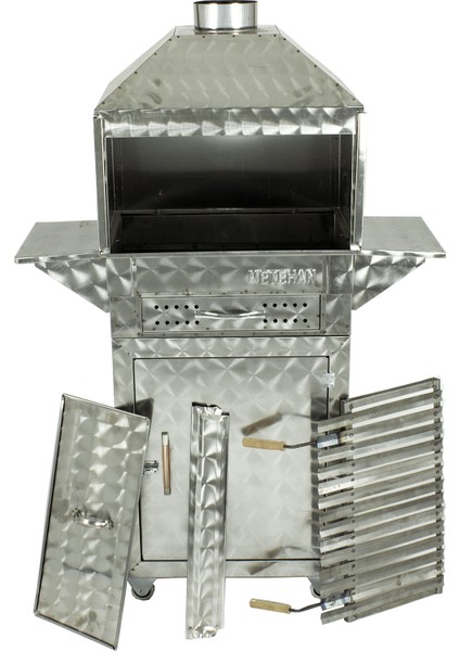 50X35 Dolaplı Davlumbazlı Kanatlı Lama Izgaralı Mangal (4 Tekerlekli) MTH-346 fırsatları