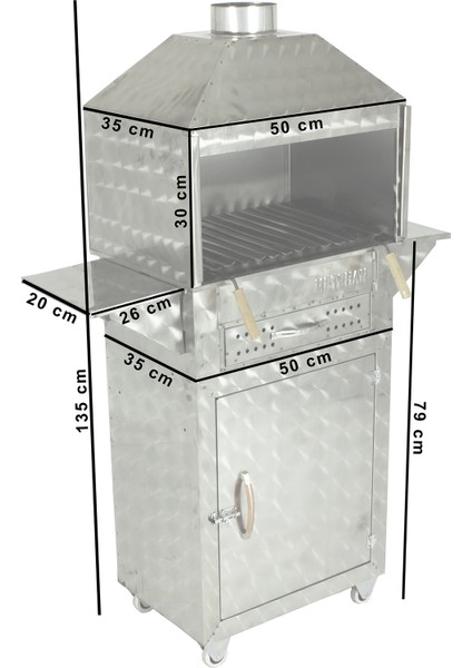 50X35 Dolaplı Davlumbazlı Kanatlı Lama Izgaralı Mangal (4 Tekerlekli) MTH-346 indirimleri