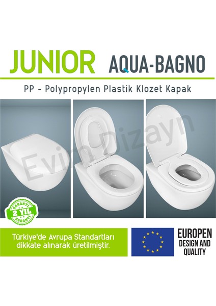 Aqua Bagno Junıor - Çocuk Adaptörlü - Yavaş Kapanan Klozet Kapağı