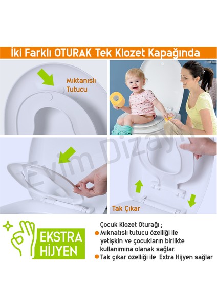 Aqua Bagno Junıor - Çocuk Adaptörlü - Yavaş Kapanan Klozet Kapağı