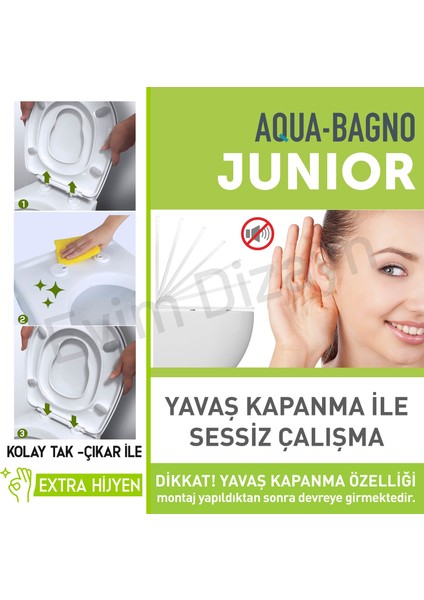 Aqua Bagno Junıor - Çocuk Adaptörlü - Yavaş Kapanan Klozet Kapağı