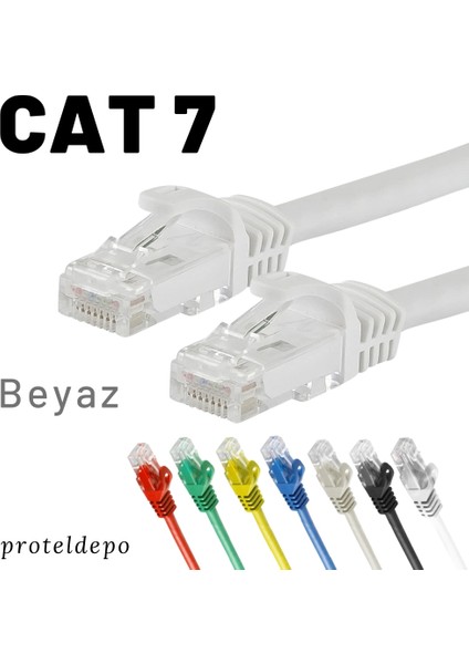 CAT7 Ethernet (Network, LAN) Kablosu, Beyaz, 50 cm