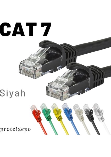 CAT7 Ethernet (Network, LAN) Kablosu, Siyah, 50 cm