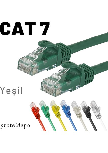 CAT7 Ethernet (Network, LAN) Kablosu, Yeşil, 50 cm