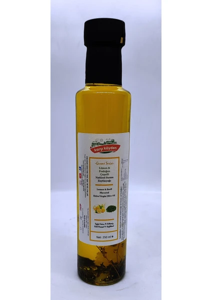 Karşı Köyden Gurme Serisi Limon Fesleğen Çeşnili Natürel Sızma Zeytinyağı - 250 ml