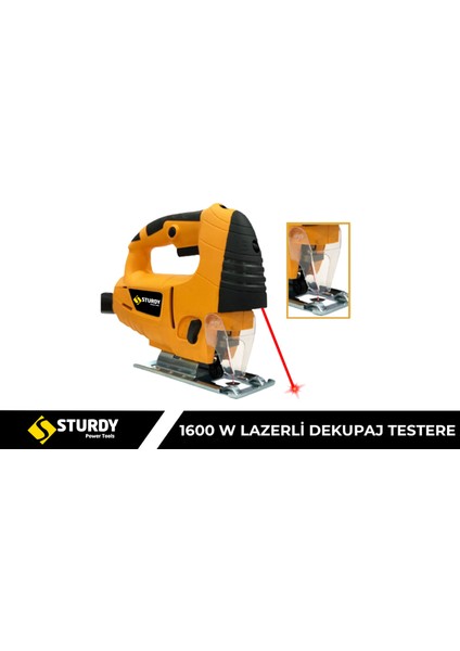 Power Tools 1600 Watt Metal Şanzuman Lazerli  Tam Professıonel Dekupaj Testere