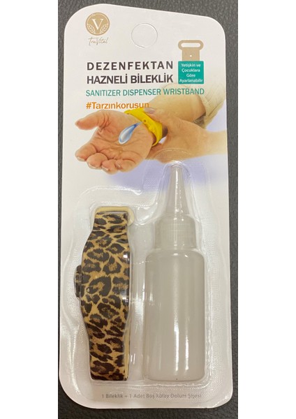 Leopar Dezenfektan Hazneli Silikon Bileklik