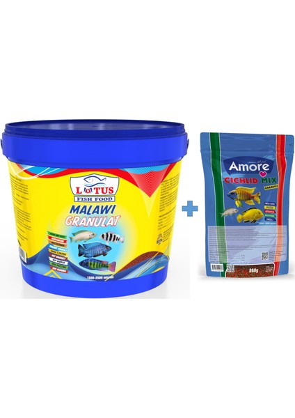 Malawi Granulat 3kg Kova + Cichlid Mix 860GR Poşet Balık Yemi