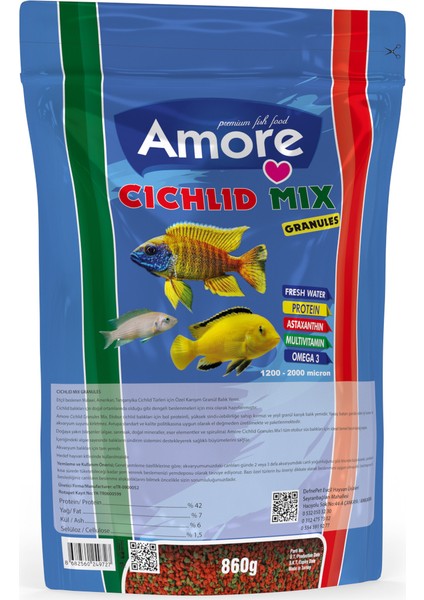 Malawi Granulat 3kg Kova + Cichlid Mix 860GR Poşet Balık Yemi