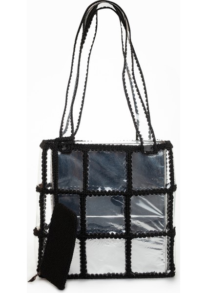 Artı-Artı Dünya Şehirleri Serisi 010 Şeffaf Siyah Kadın Minsk Özel Koleksiyon El Örgü Çanta modelleri