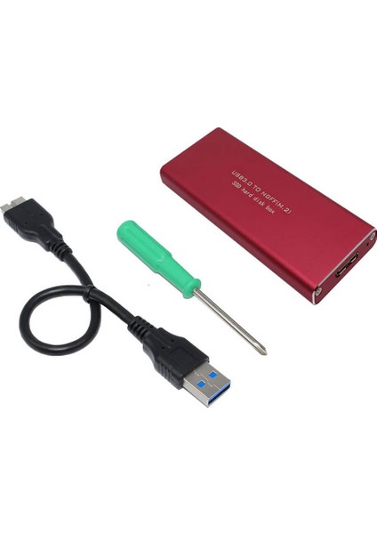 M.2 NGFF To USB 3.0 SSD Sata HDD Harddisk Kutusu - Aliminyum Kırmızı