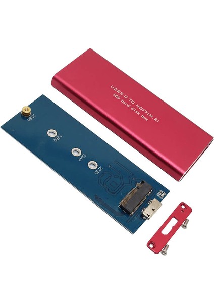 M.2 NGFF To USB 3.0 SSD Sata HDD Harddisk Kutusu - Aliminyum Kırmızı