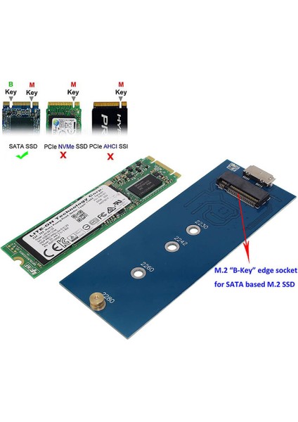 M.2 NGFF To USB 3.0 SSD Sata HDD Harddisk Kutusu - Aliminyum Kırmızı