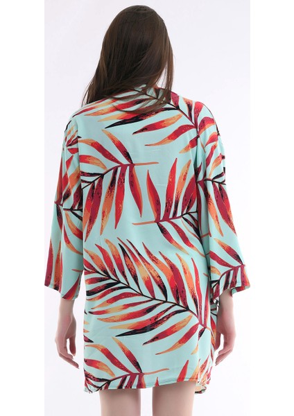 Bayan Mint Tropikal Uzun Kimono fırsatları