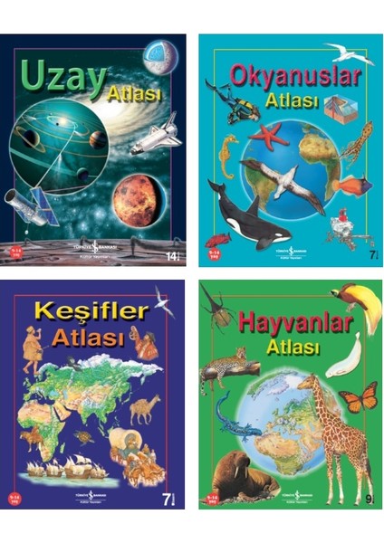 Hayvanlar Atlası + Keşifler Atlası + Okyanus Atlası + Uzay Atlası 4 Kitap Set