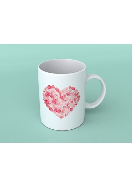 Baskılı Kupa Bardak Kalp