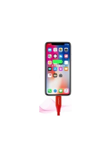 Earldom EC-015 Type C Telefonlar Için 2.1A Hızlı Şarj ve Data Kablosu Kırmızı Örgü Ipli