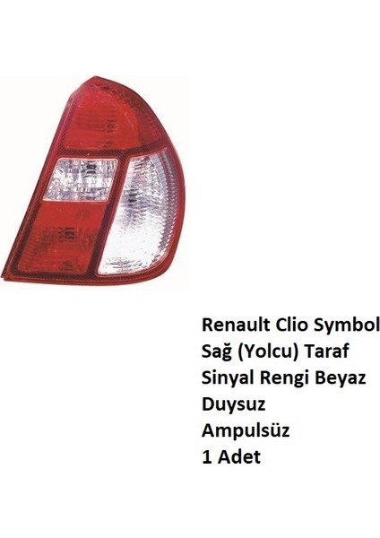 Clio Symbol Stop Lambası Beyaz Sağ (Yolcu) Taraf 2002 2008 Duysuz